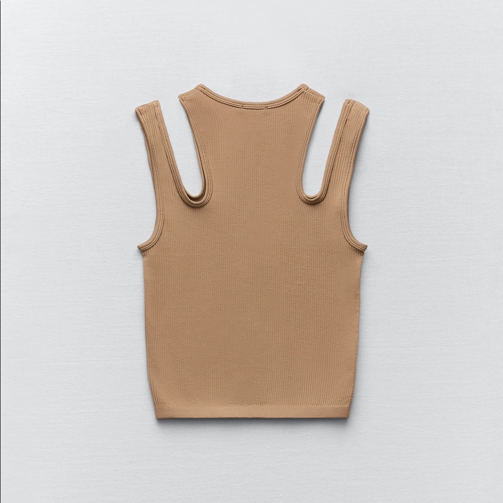 ZARA SEAMLESS CUT OUT TOP - SIZE XS-S  TAN COLOR - Picture 2 of 5